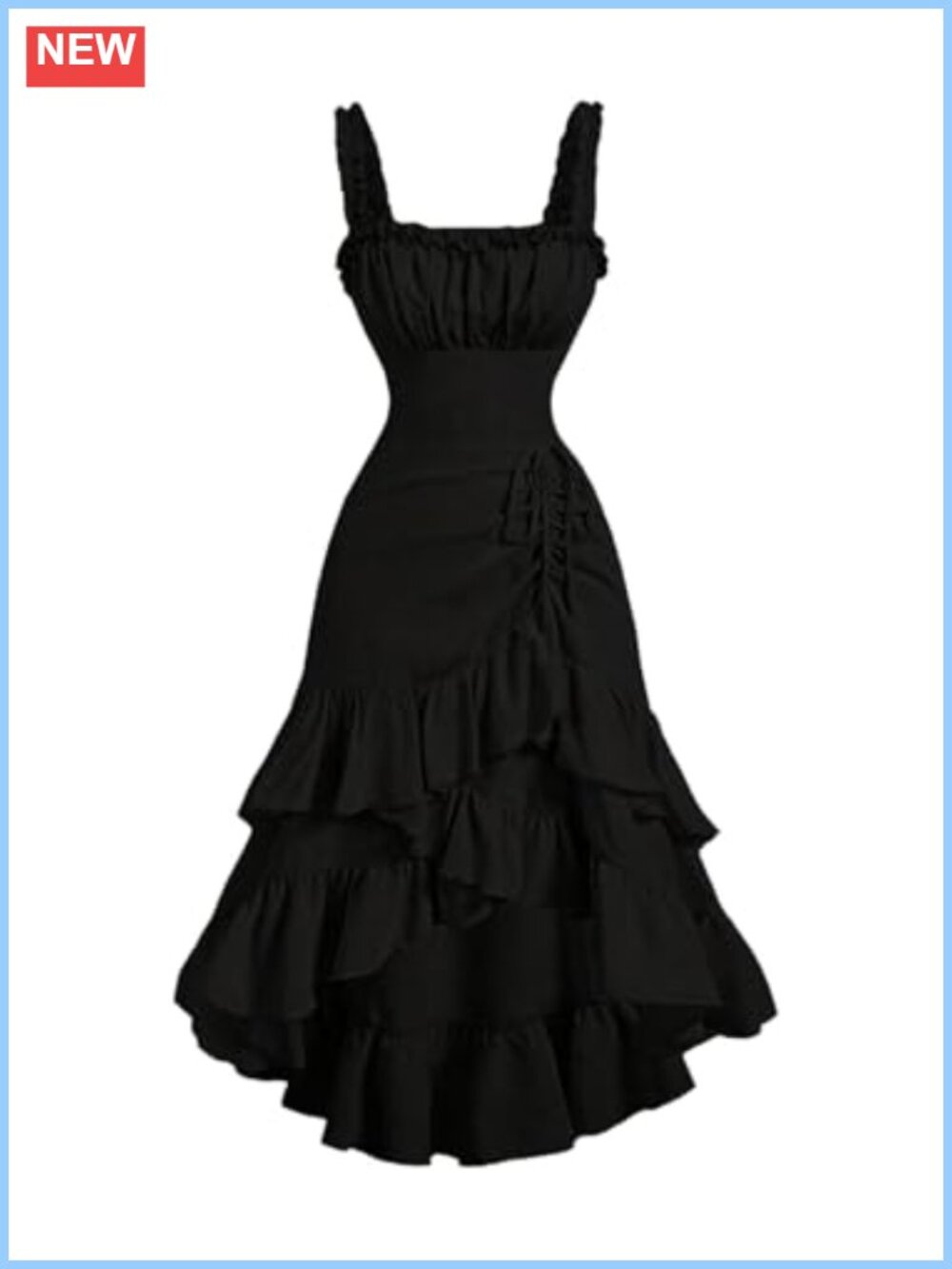 SOLY HUX Women's Asymmetrical Ruffle Hem Ruched Sleeveless Long Dress